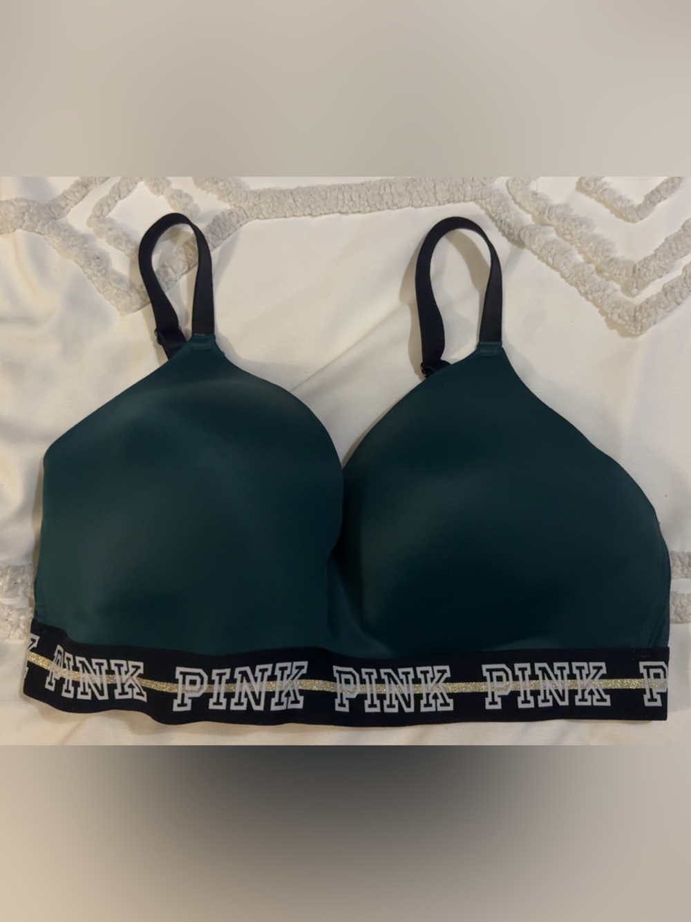 PINK Victoria's Secret Dark Teal Wireless Logo Bralette